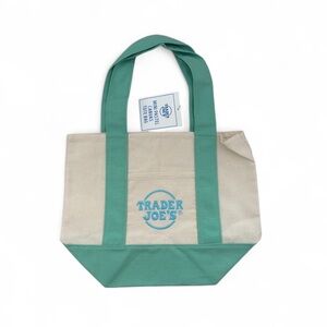 Trader Joe’s Mini Pastel Canvas Tote Bag in Teal/Green